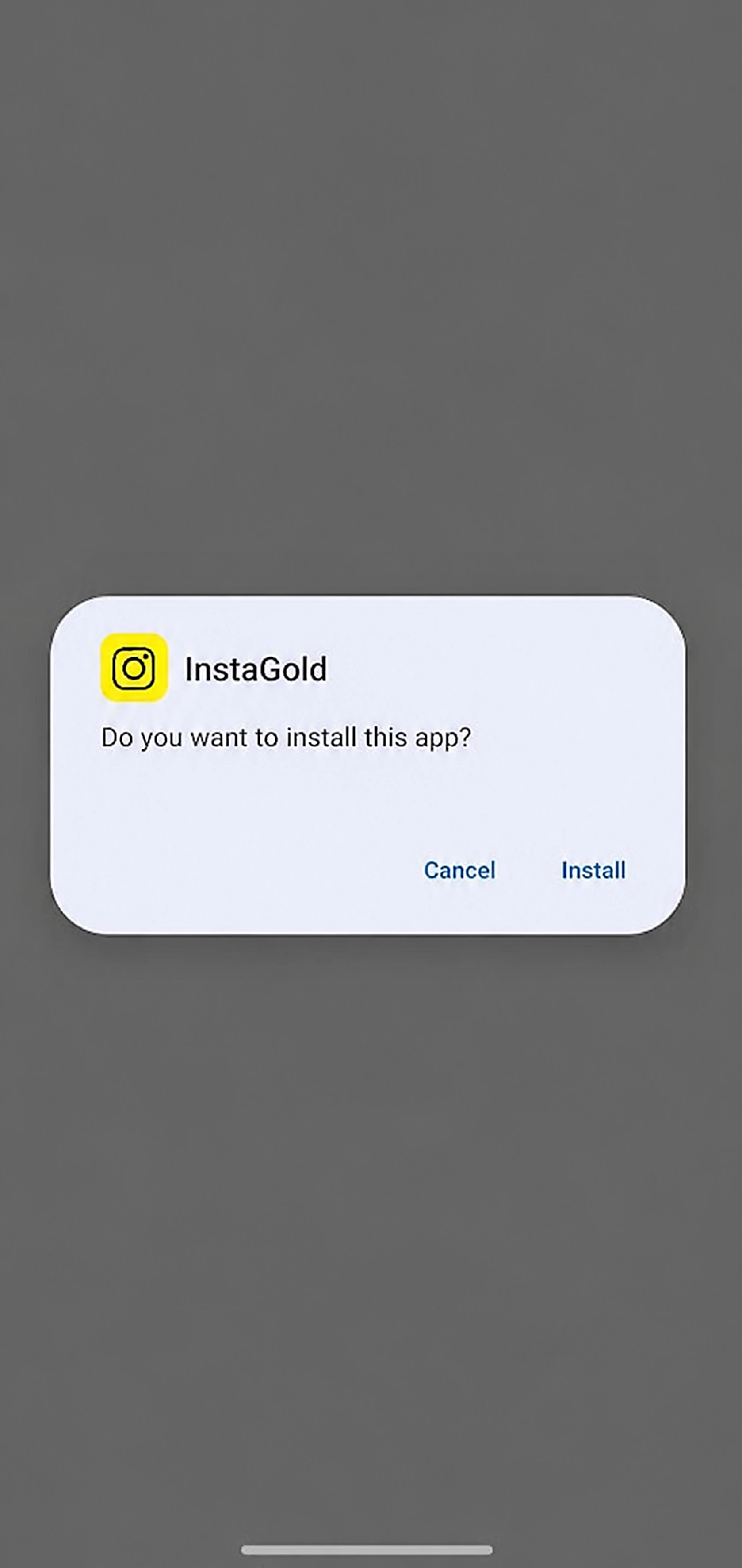 Instagram Gold APK install prompt on Android